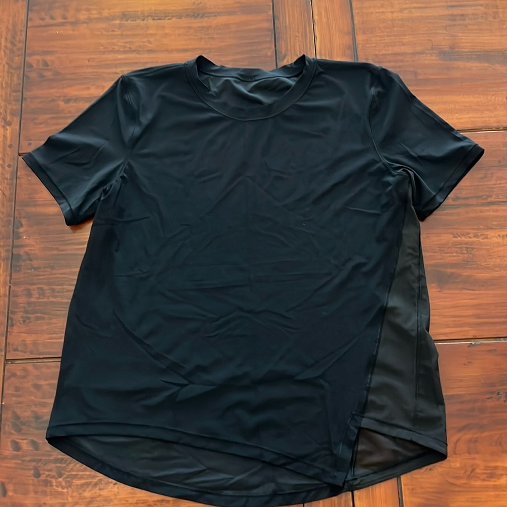 Black Lululemon T-Shirt Size 6 with Mesh Detail